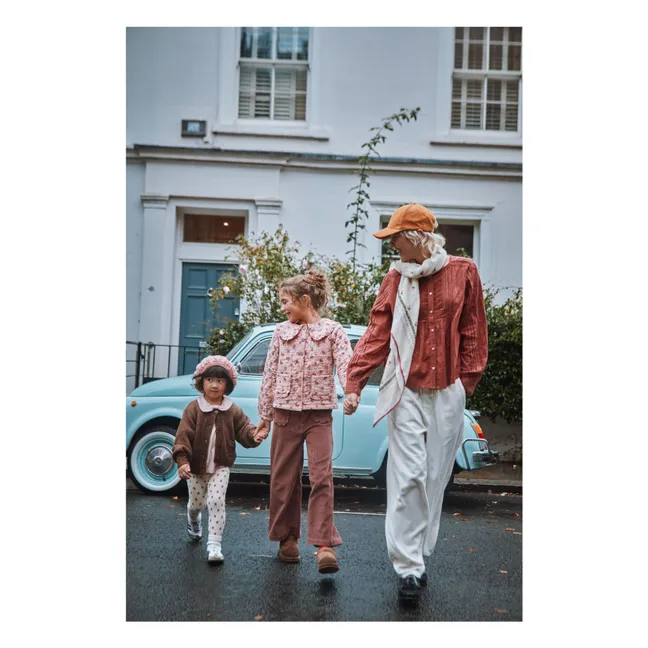 Tasche Pantaloni di velluto a coste Fiori | Viola scuro