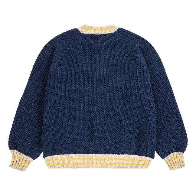 Cardigan divertente in lana e cashmere | Blu marino