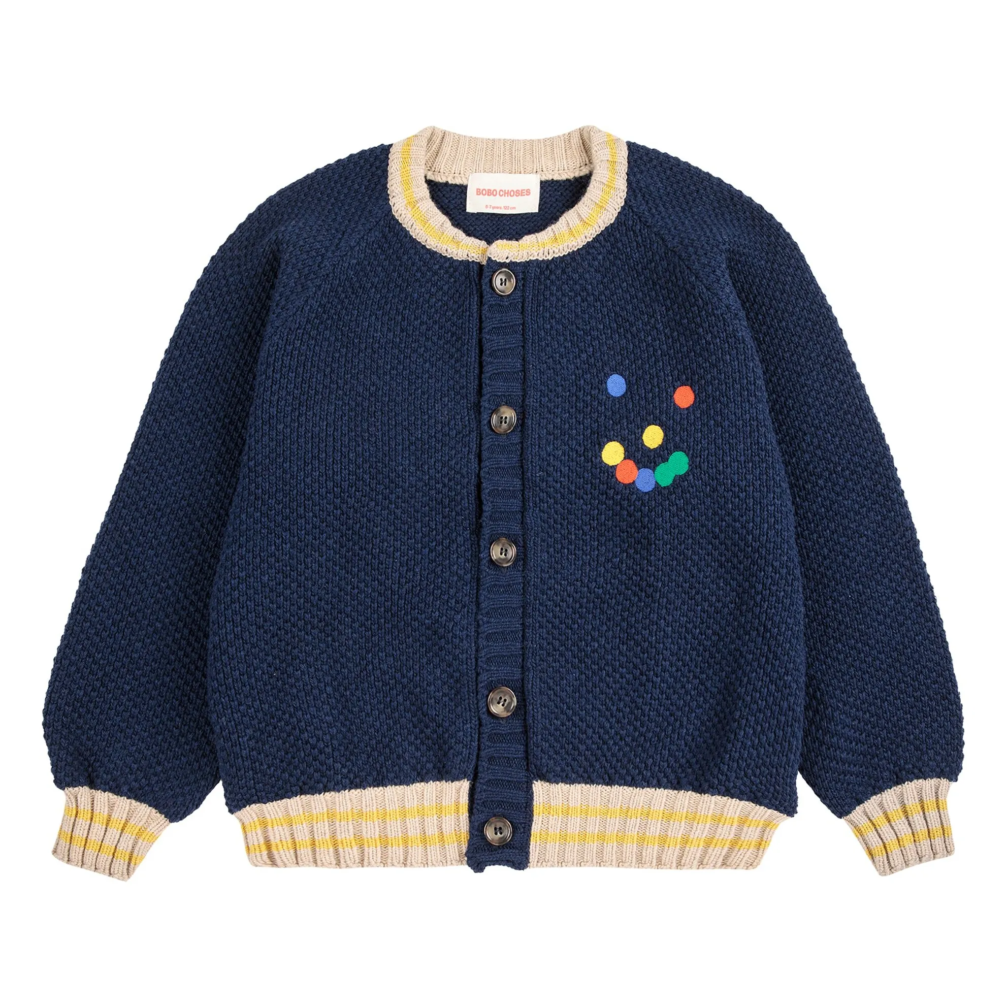Bobo Choses Navy Blue Fun Wool And Cashmere Cardigan