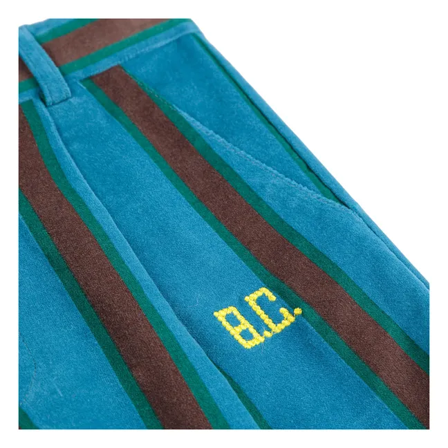 Gestreifte Velours-Hose | Blau