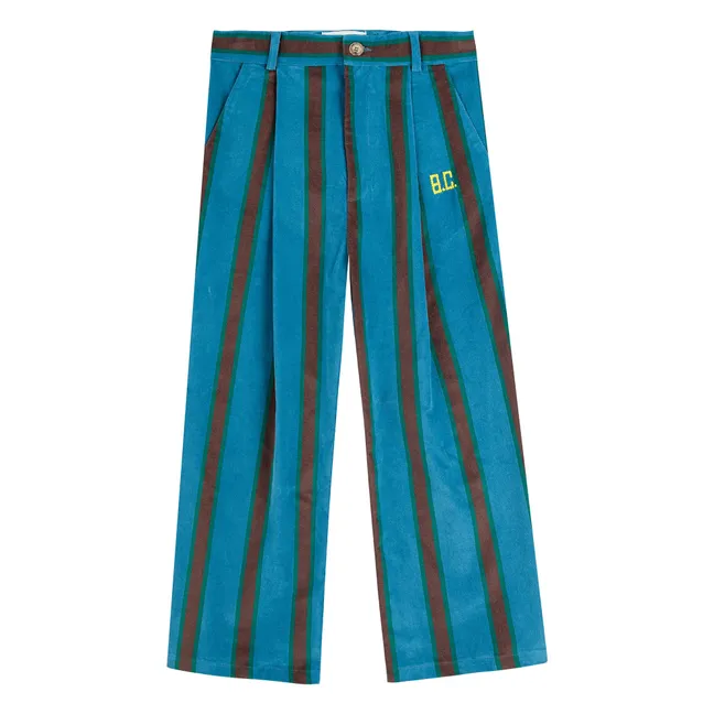 Pantalon Rayé Velours | Bleu