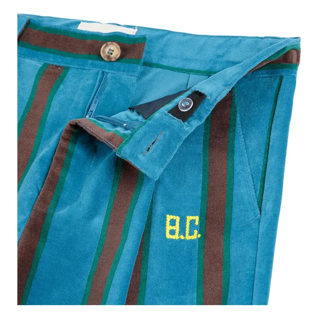 Striped Velvet Pants | Blue