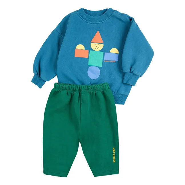 Ensemble Sweat et Jogger Jouet en Bois Coton Bio | Bleu