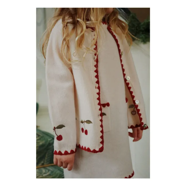 Cardigan Collette Cerises Laine | Ecru
