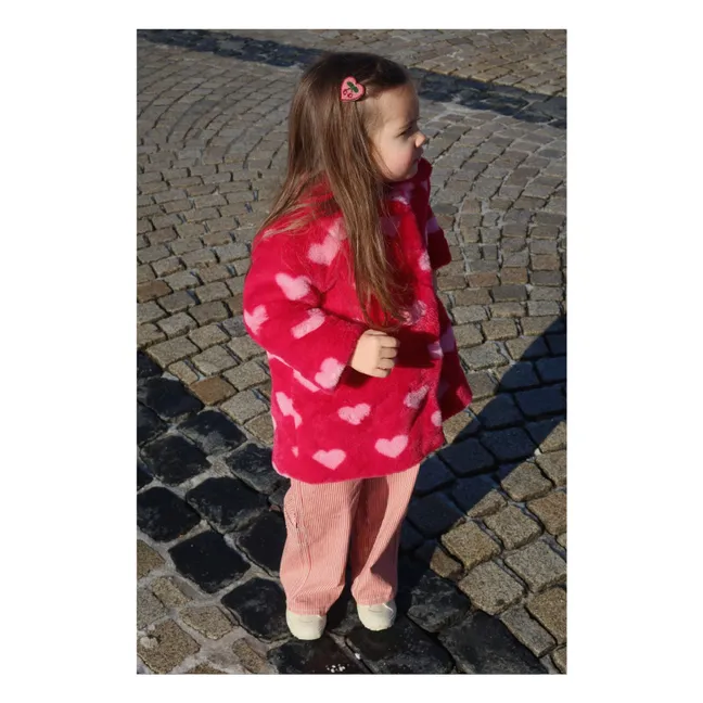 Manteau Façon Fourrure Fuzzie Fibres Recyclées | Rouge