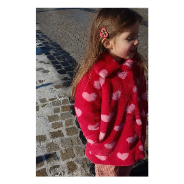 Abrigo de piel de fibra reciclada Fuzzie | Rojo