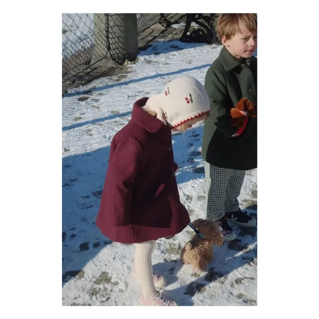 Cagoule Collette Cerises Laine | Ecru