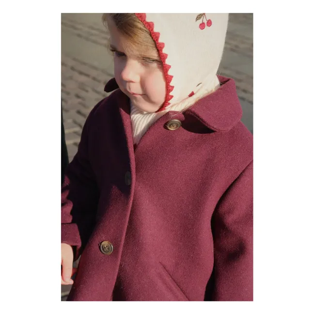 Cagoule Collette Cerises Laine | Ecru