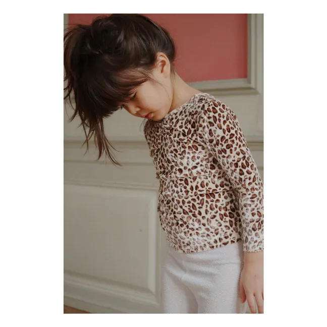 Carlito T-Shirt Leopard Velours Recycelte Fasern | Beige