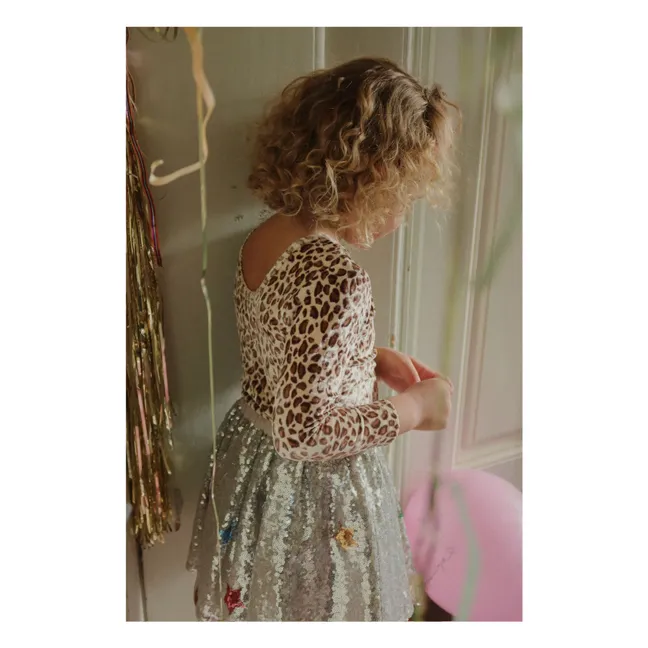 Carlito T-shirt in velluto leopardato Fibre riciclate | Beige