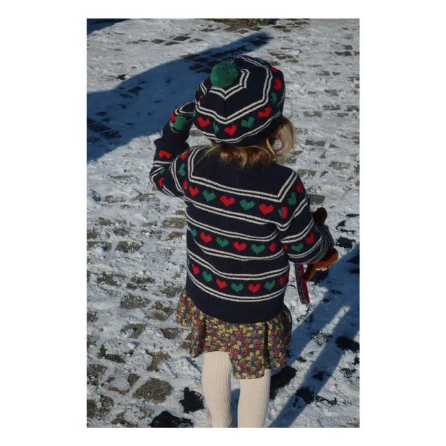 Belou Cardigan Hearts Wool | Navy blue