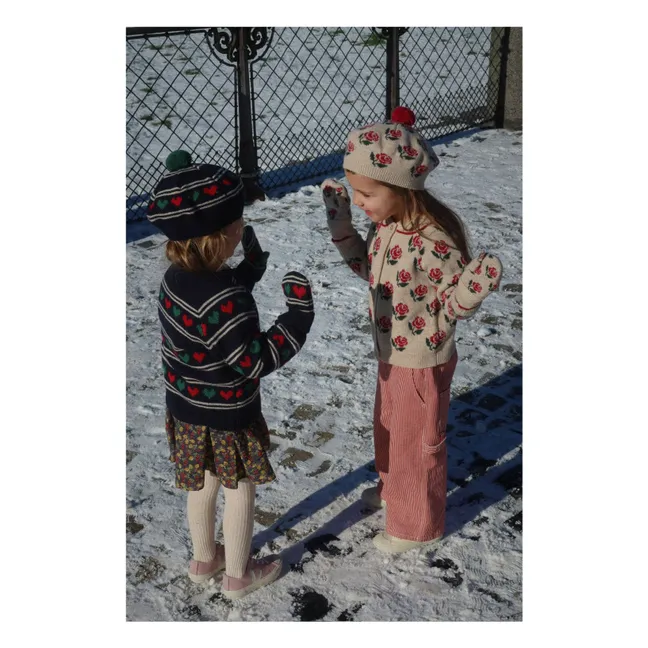 Cardigan Belou Roses Laine | Ecru