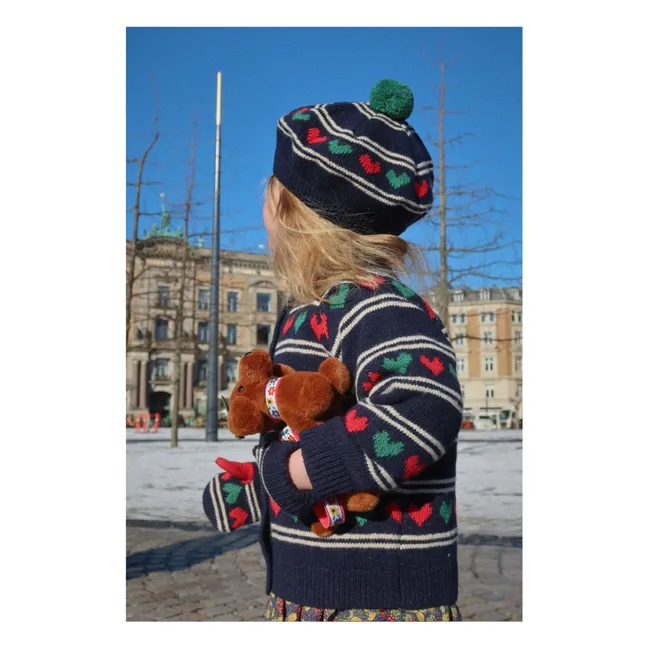 Belou Hearts Organic Cotton Beret | Navy blue