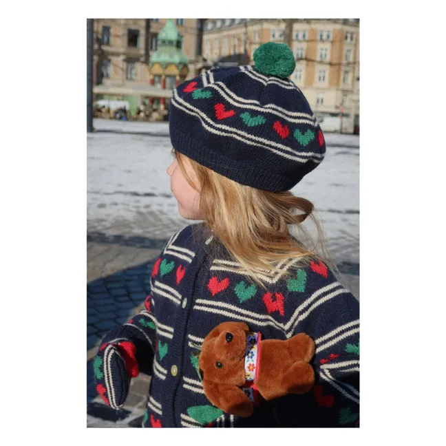 Belou Hearts Organic Cotton Beret | Navy blue