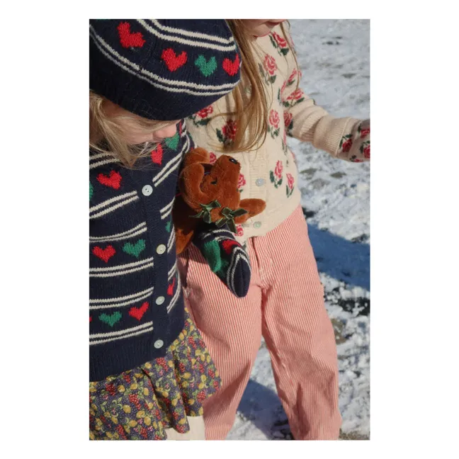 Cardigan Belou Cœurs Laine | Bleu marine