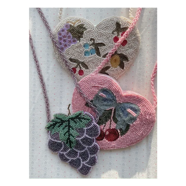 Bolso corazón de perlas | Rosa