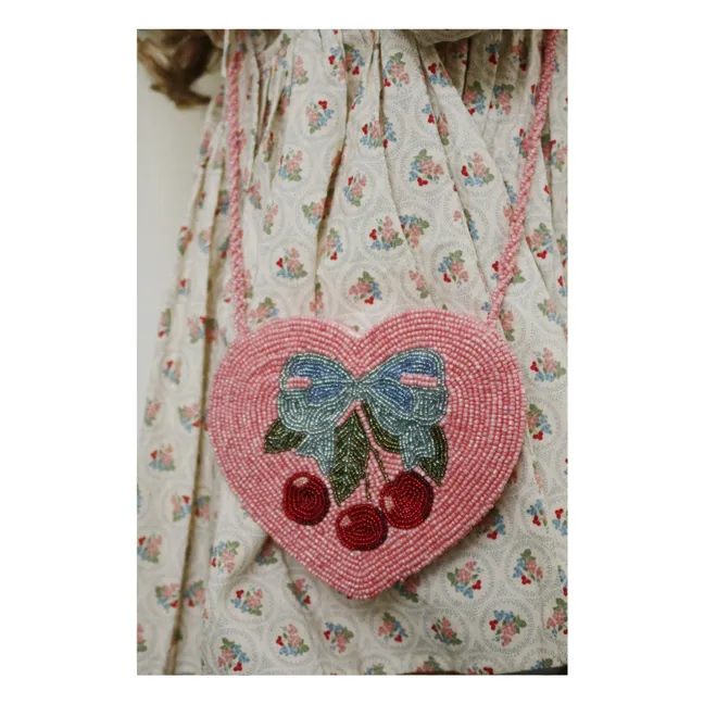 Borsa a cuore con perle | Rosa