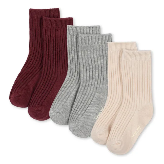 Lot de 3 Paires de Chaussettes Côtelées | Gris chiné
