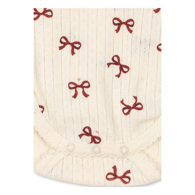 Body Croisé Minnie Nœuds Pointelle Coton Bio | Beige