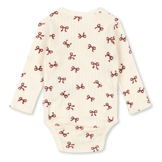 Body Croisé Minnie Nœuds Pointelle Coton Bio | Beige