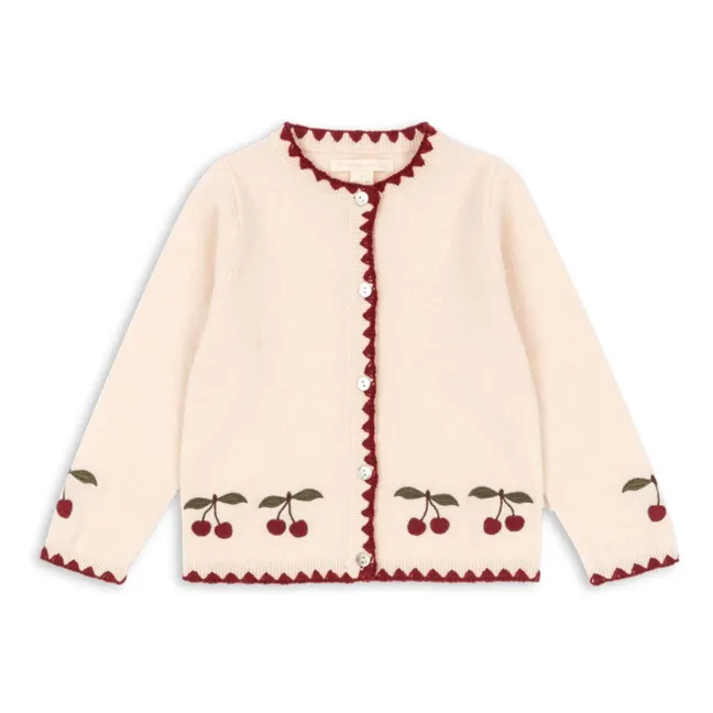 Cardigan Collette Cerises Laine | Ecru