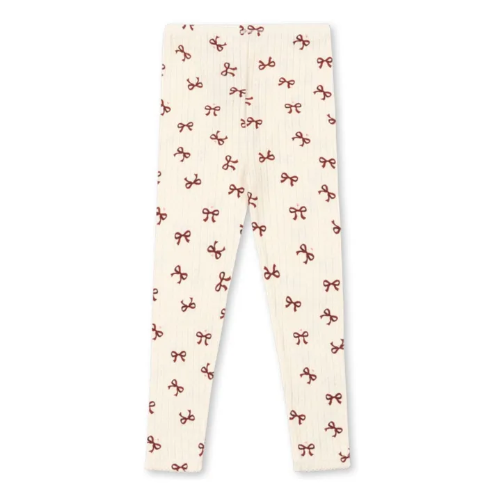 Legging Minnie Nœuds Pointelle Coton Bio | Beige- Image produit n°1