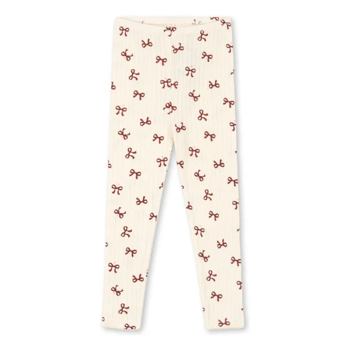 Legging Minnie Nœuds Pointelle Coton Bio | Beige- Image produit n°0