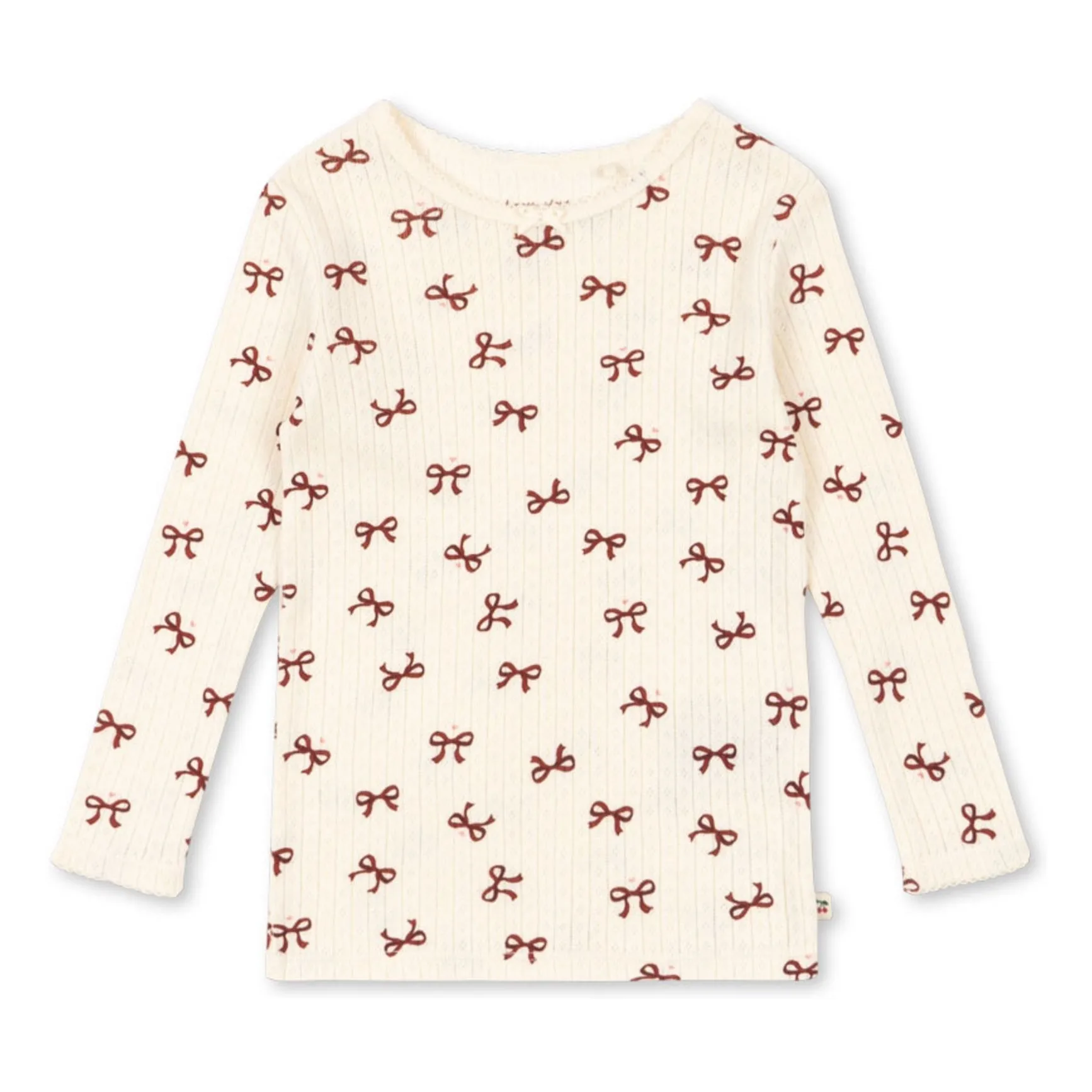 Konges Sløjd Beige Minnie T-Shirt Pointelle Knots Organic Cotton