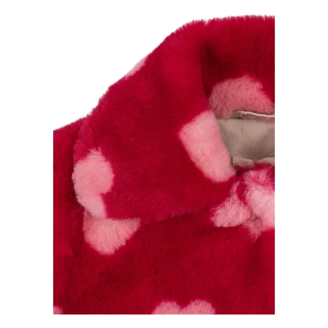Manteau Façon Fourrure Fuzzie Fibres Recyclées | Rouge