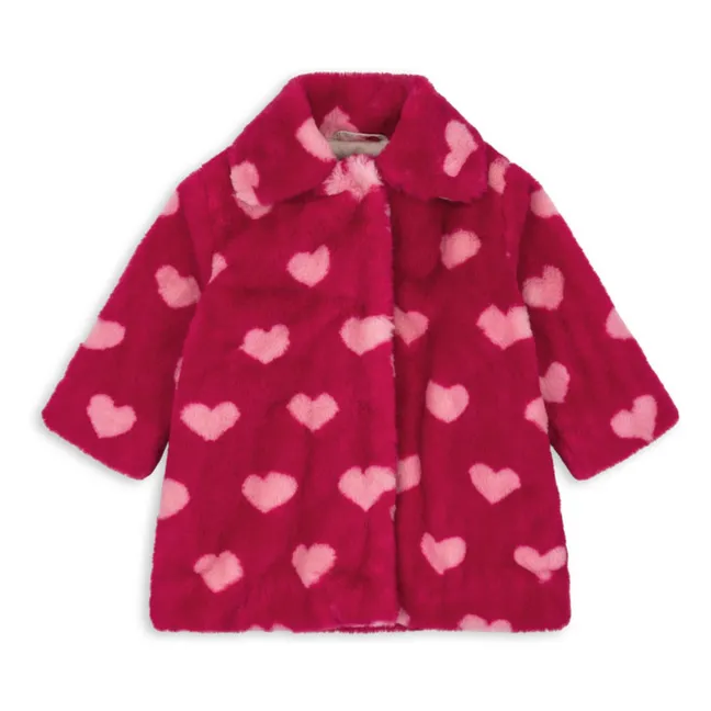 Manteau Façon Fourrure Fuzzie Fibres Recyclées | Rouge