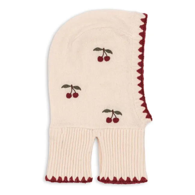 Cagoule Collette Cerises Laine | Ecru