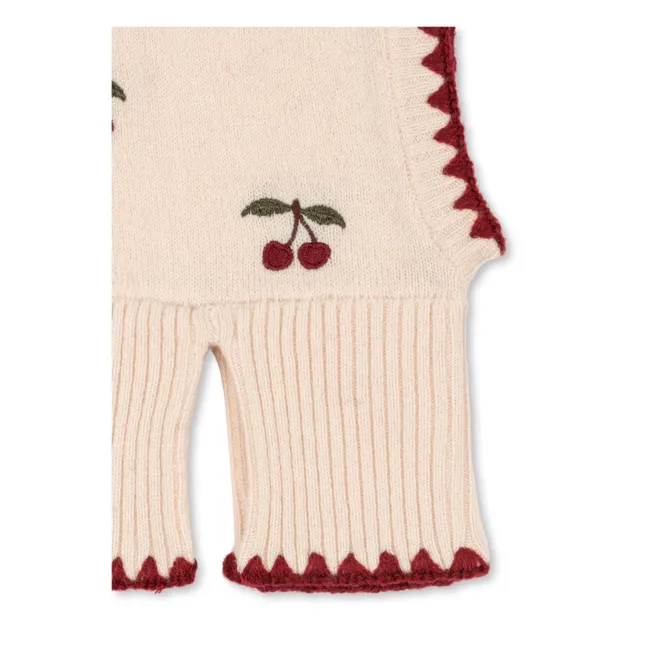 Cagoule Collette Cerises Laine | Ecru