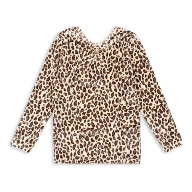 Carlito T-shirt in velluto leopardato Fibre riciclate | Beige