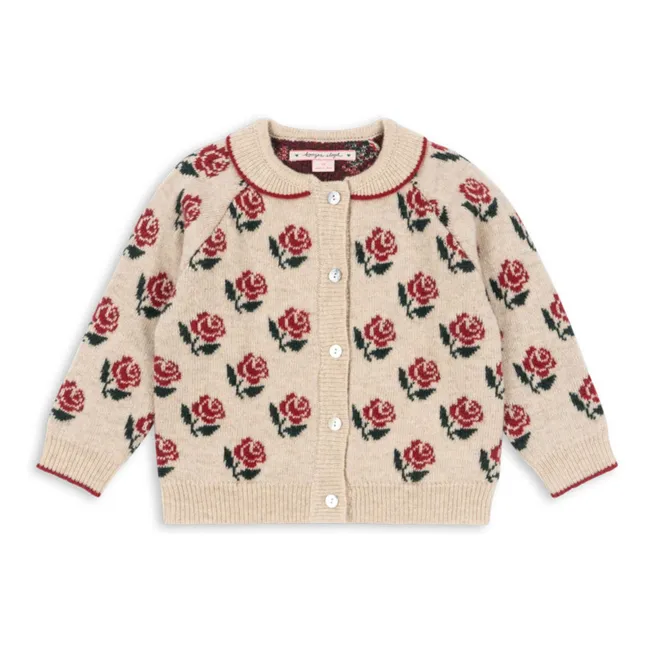 Belou Roses Wool Cardigan | Ecru