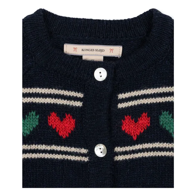 Belou Cardigan Hearts Wool | Navy blue