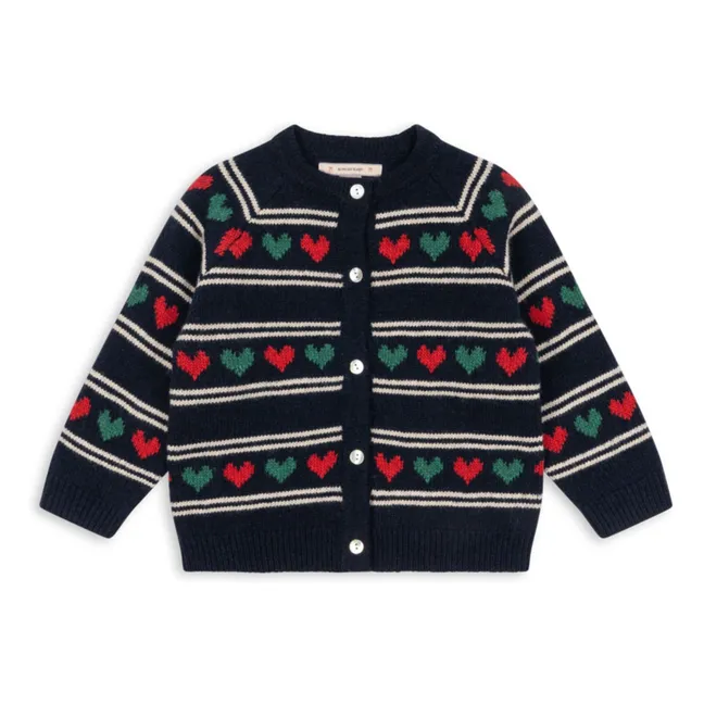 Belou Cardigan Hearts Wool | Navy blue