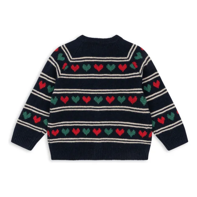 Belou Cardigan Hearts Wool | Navy blue