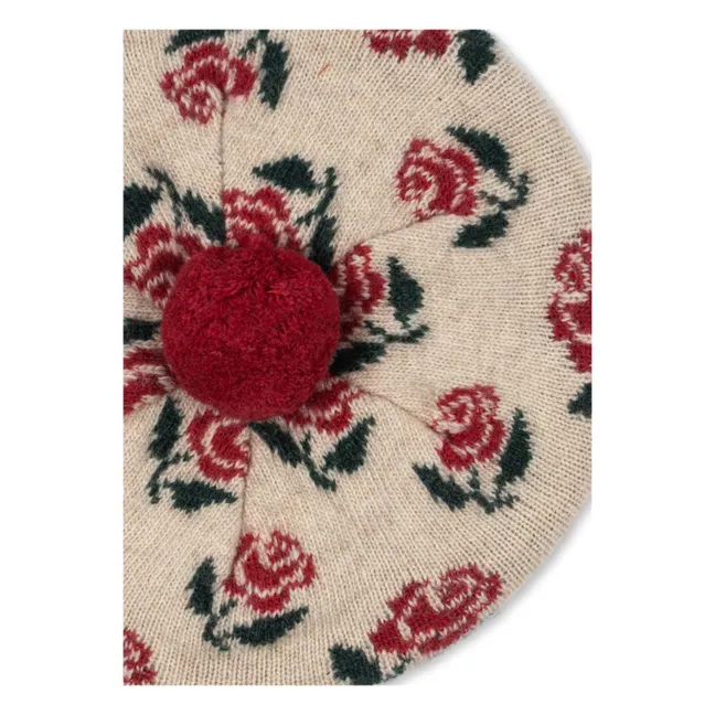 Béret Belou Roses Coton Bio | Ecru