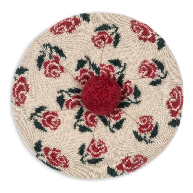 Béret Belou Roses Coton Bio | Ecru