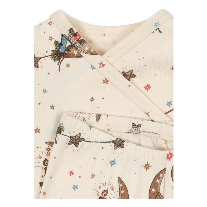 Ensemble Body Croisé et Pantalon Lunes Coton Bio | Ecru- Image produit n°2