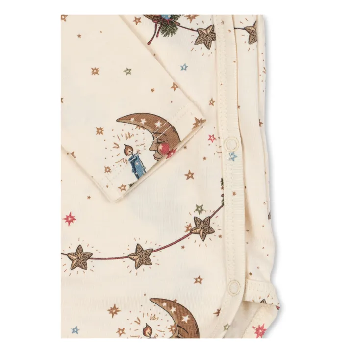 Ensemble Body Croisé et Pantalon Lunes Coton Bio | Ecru- Image produit n°3