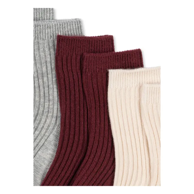 Lot de 3 Paires de Chaussettes Côtelées | Gris chiné