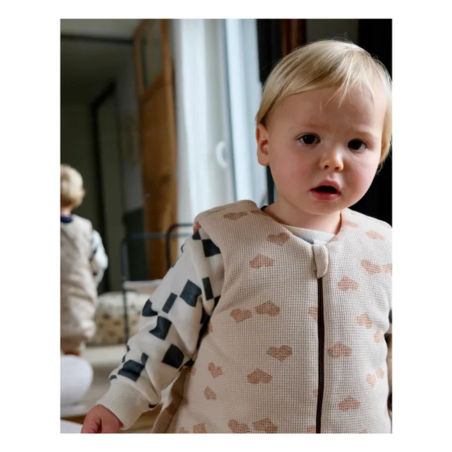 Gigoteuse à pieds en coton bio Cœur | Crème