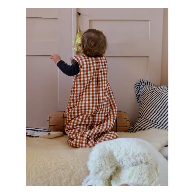 Vichy organic cotton sleeping bag | Caramel