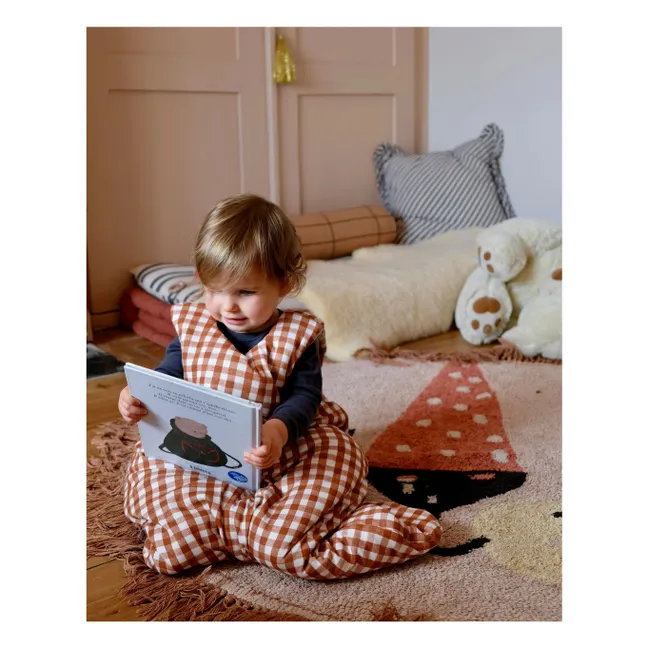 Vichy organic cotton sleeping bag | Caramel