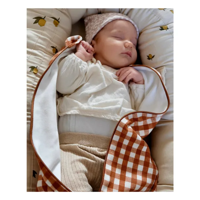 Gigoteuse d'emmaillotage en coton bio Vichy | Caramel