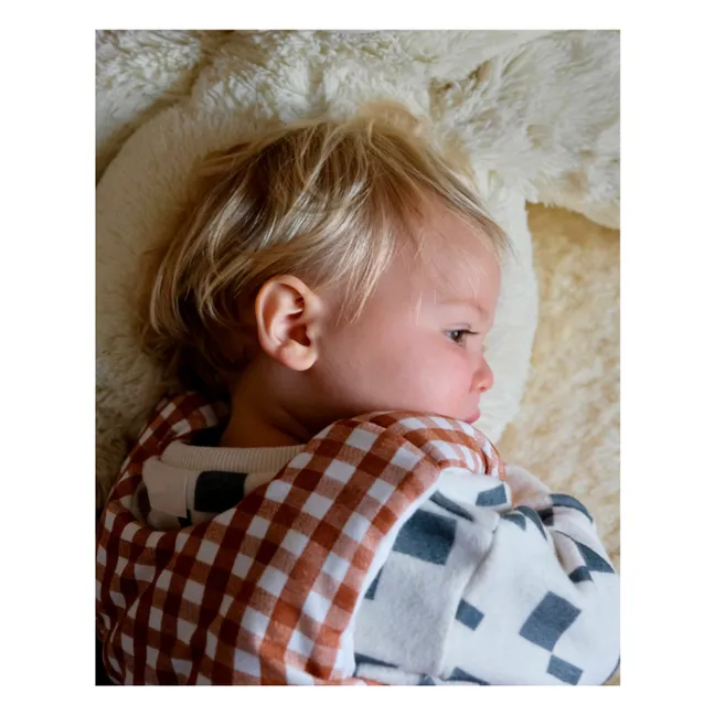 Babyschlafsack mit Füßen aus Bio-Baumwolle Vichy | Karamel