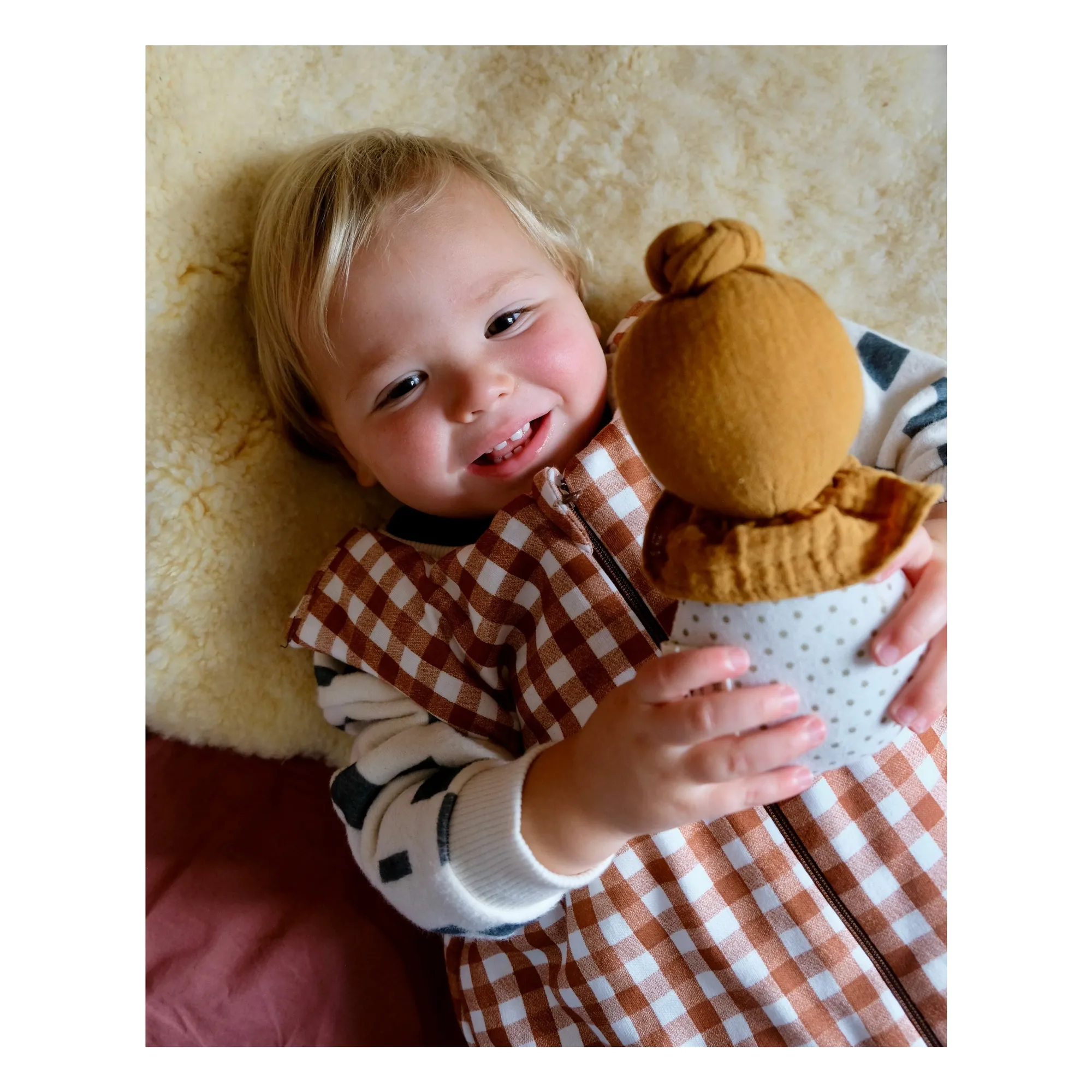 Tante Reine Caramel Vichy Organic Cotton Footed Sleeping Bag