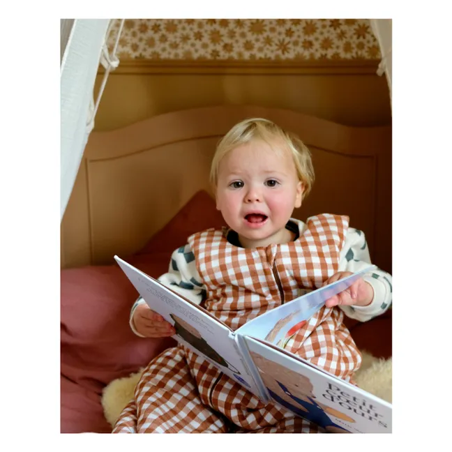 Vichy organic cotton footed sleeping bag | Caramel