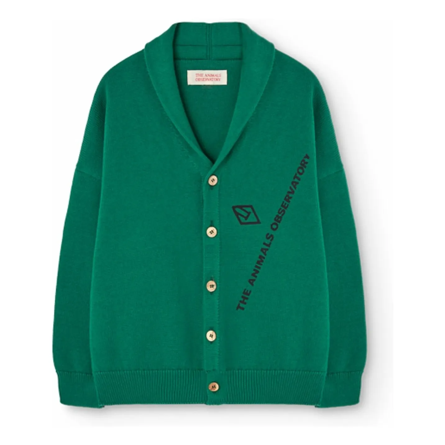 The Animals Observatory Green Racoon Organic Cotton Cardigan